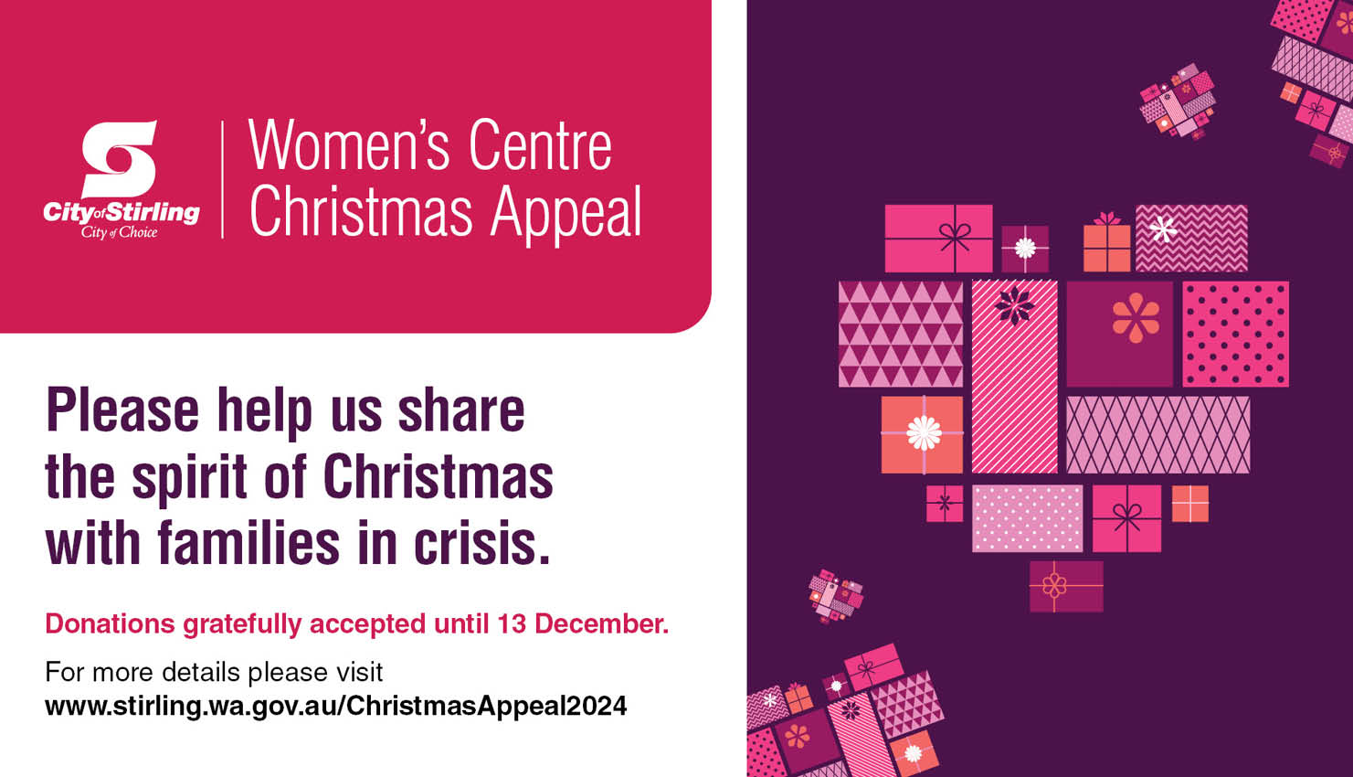 Image of the Women’s Centre Christmas Appeal 2024