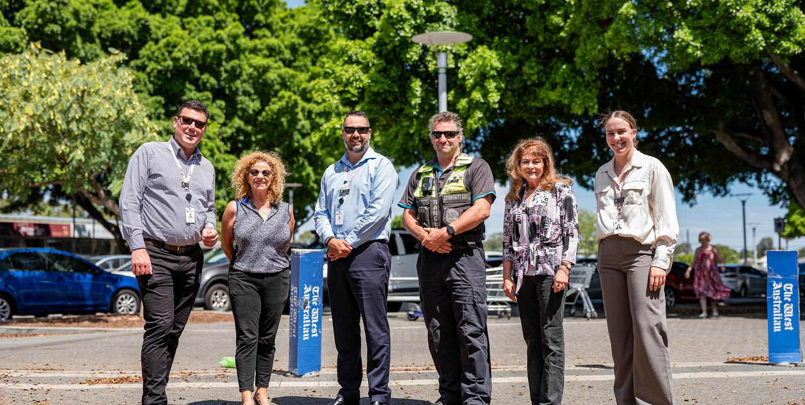 Image of the Cr Re and Cr Migdale with City officers at Morris Place