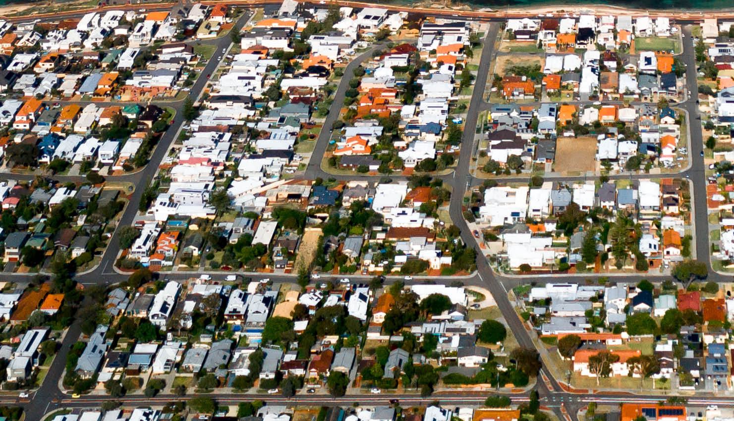 Image of overhead drone of the neighbourhood