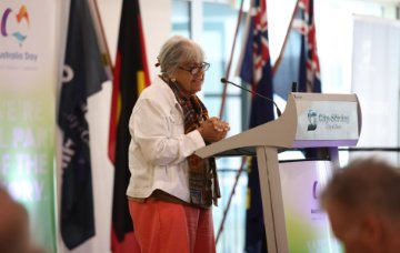 Nyoongar Elder Di Ryder gives a Welcome to Country.