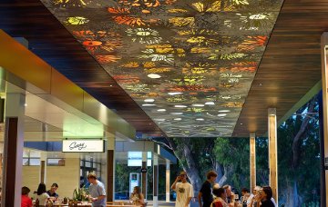 Illuminated soffit artwork spanning 43 metres in length