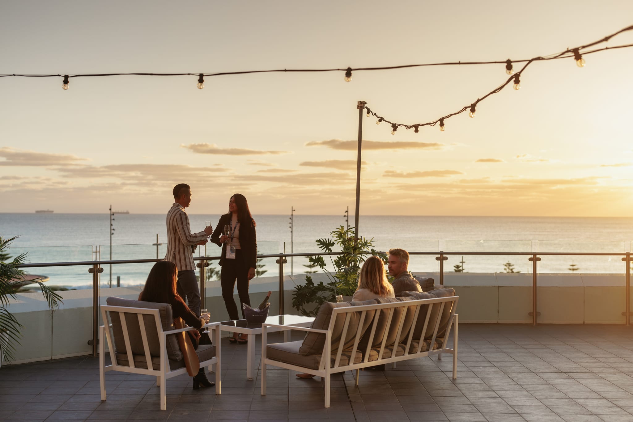 Sunset at a business event